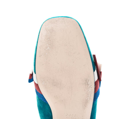 Gucci Softy Velvet Sylvie Bow Slippers 38 Pavone 8 of 11