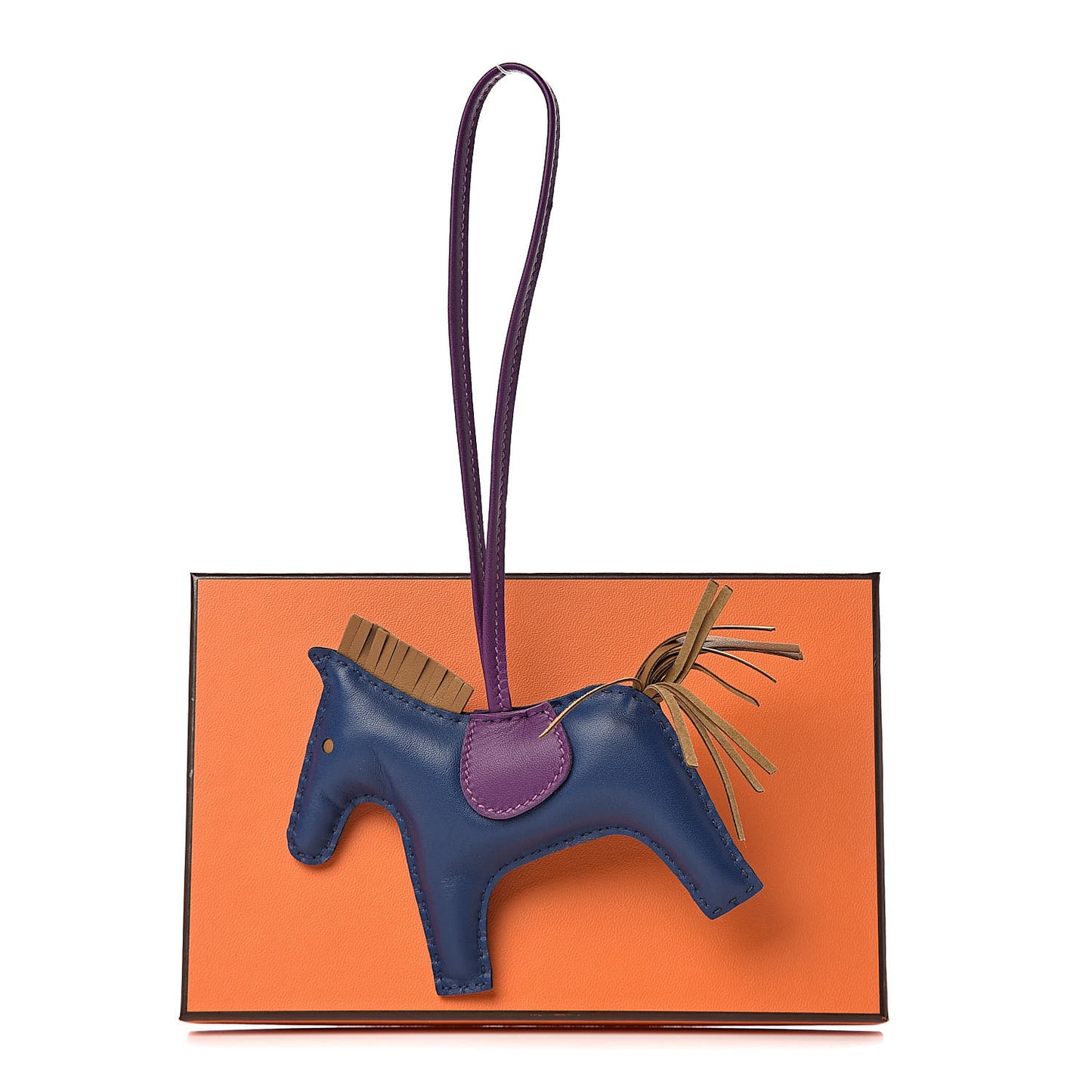 Milo Lambskin Grigri Rodeo Horse Bag Charm MM Bleu de Malte Kraft Violet