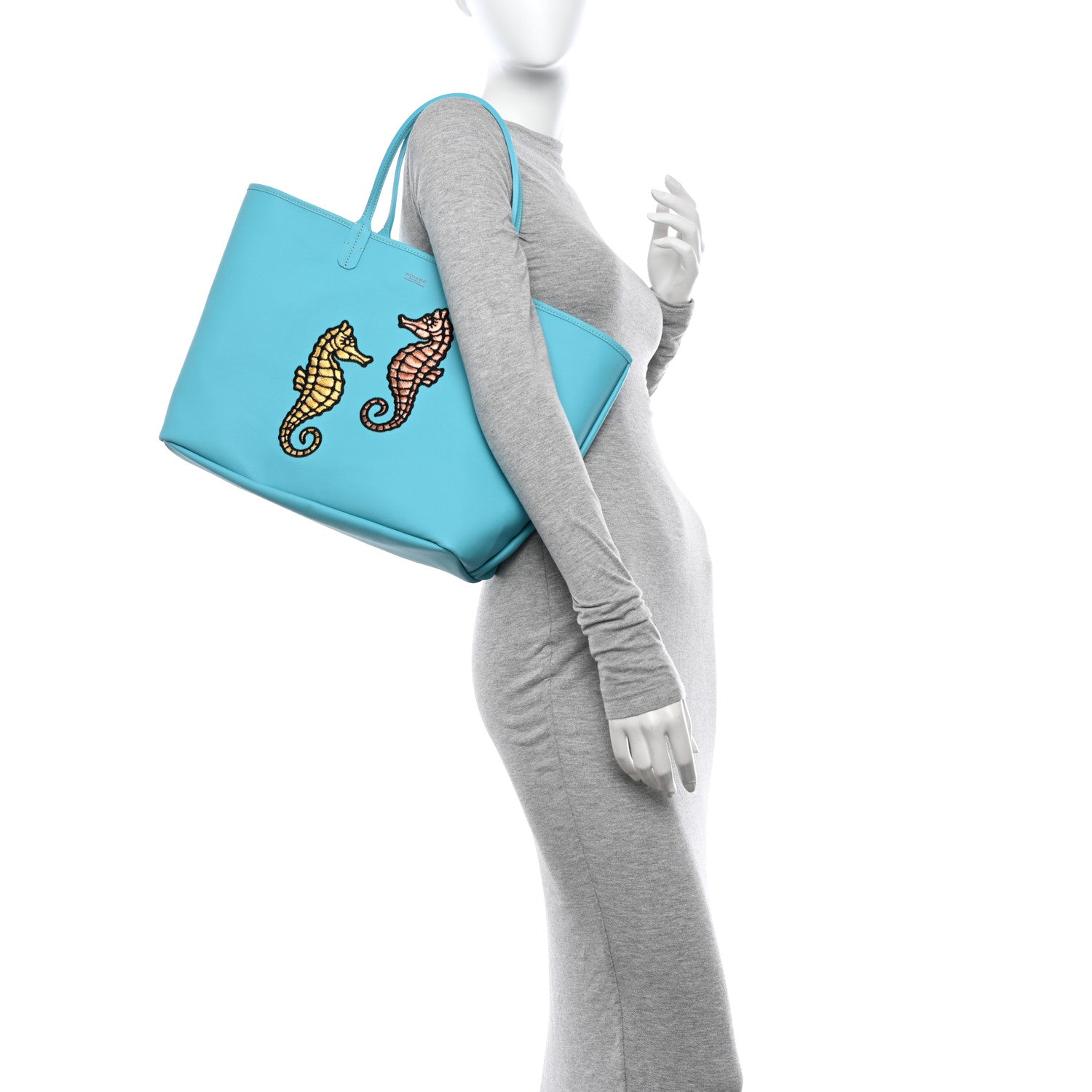 Goyard Goyardine Embroidered Seahorse Reversible Anjou PM Turquoise 3 of 16