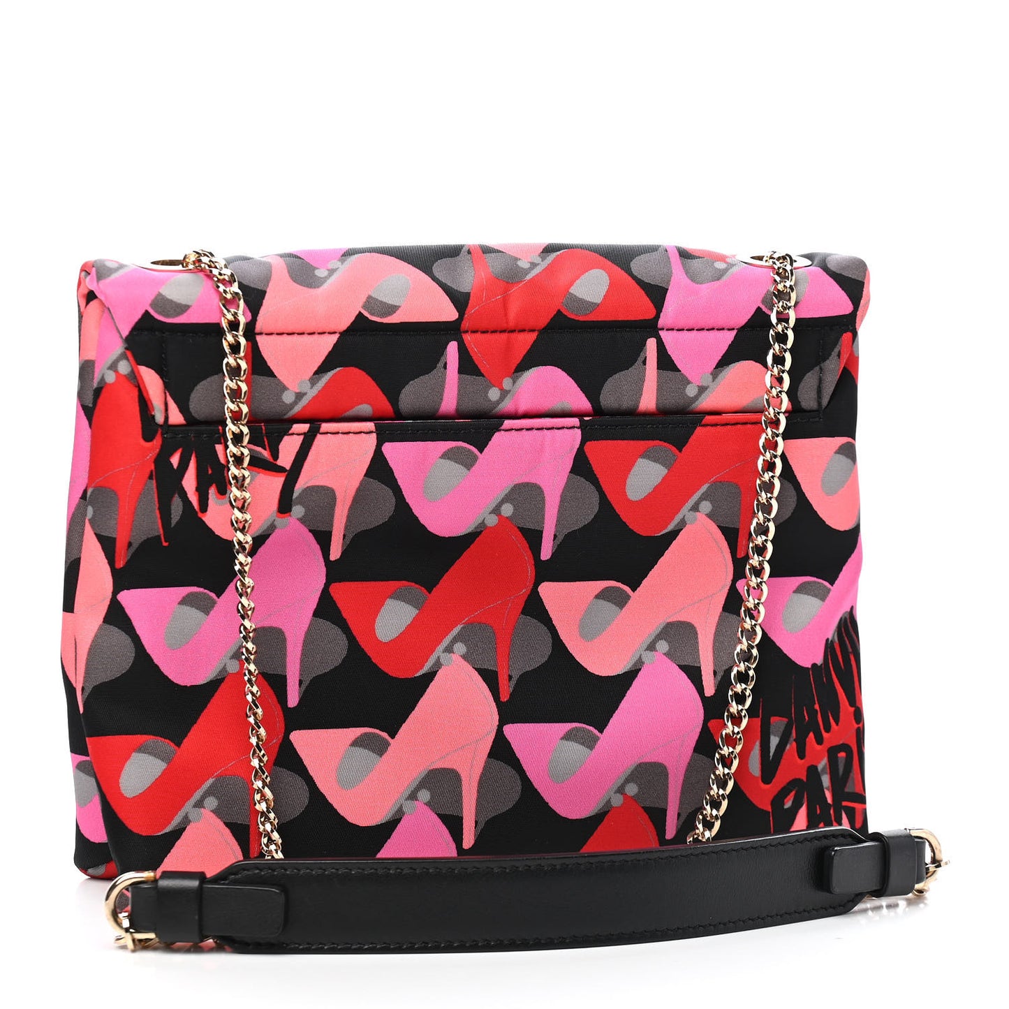 Canvas Shoe Print Shoulder Bag Multicolor