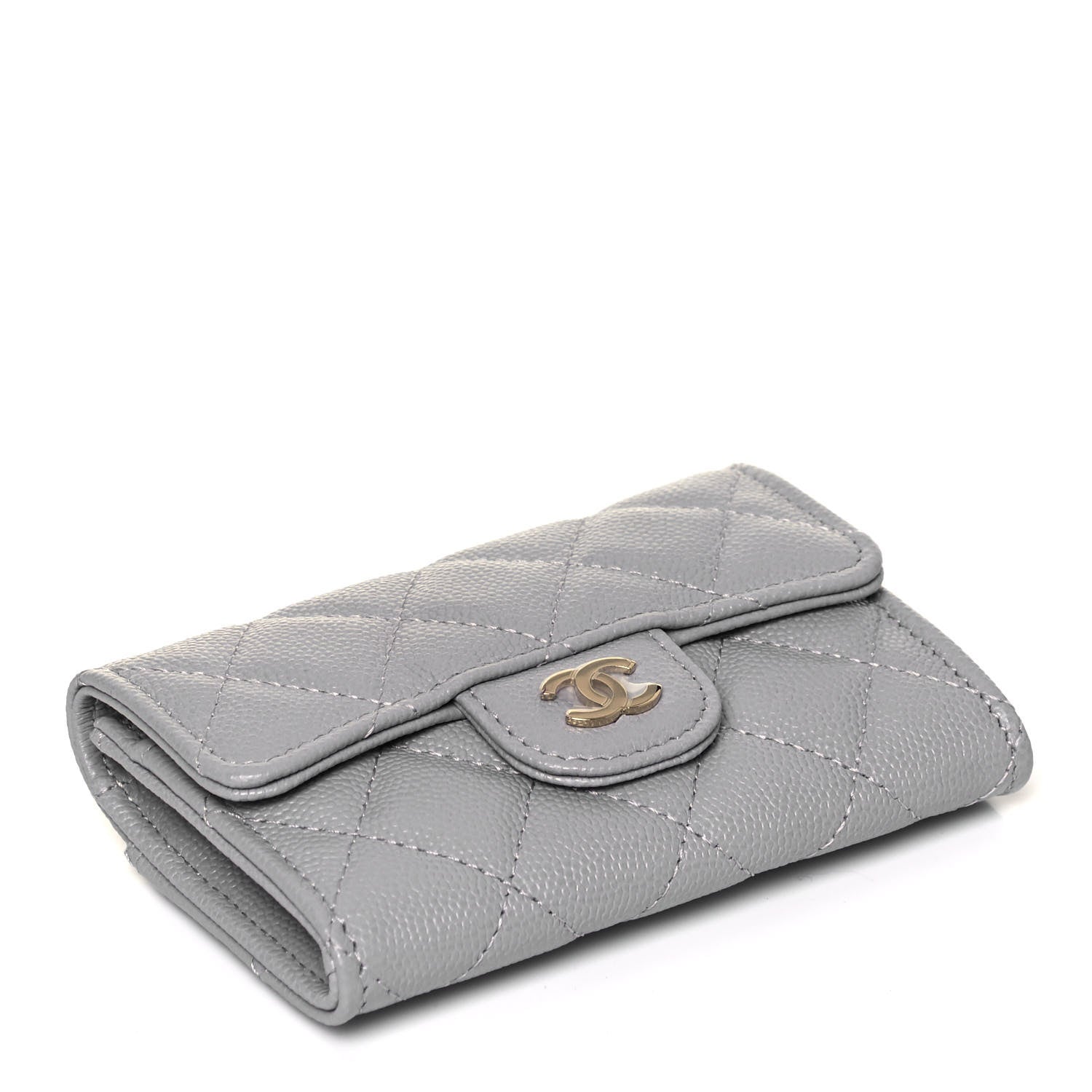 Chanel Caviar Quilted Flap Card Holder Wallet Grey 4 of 8