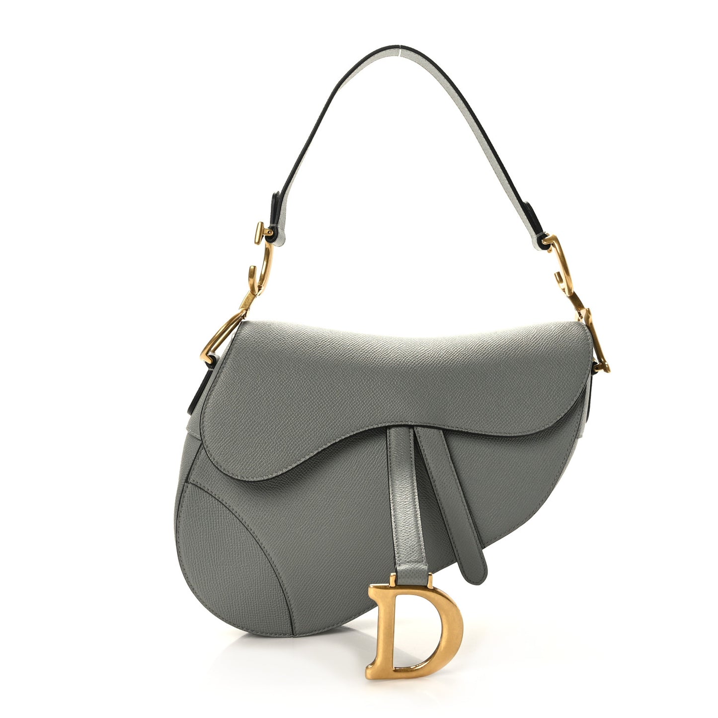 Grained Calfskin Saddle Bag Grey