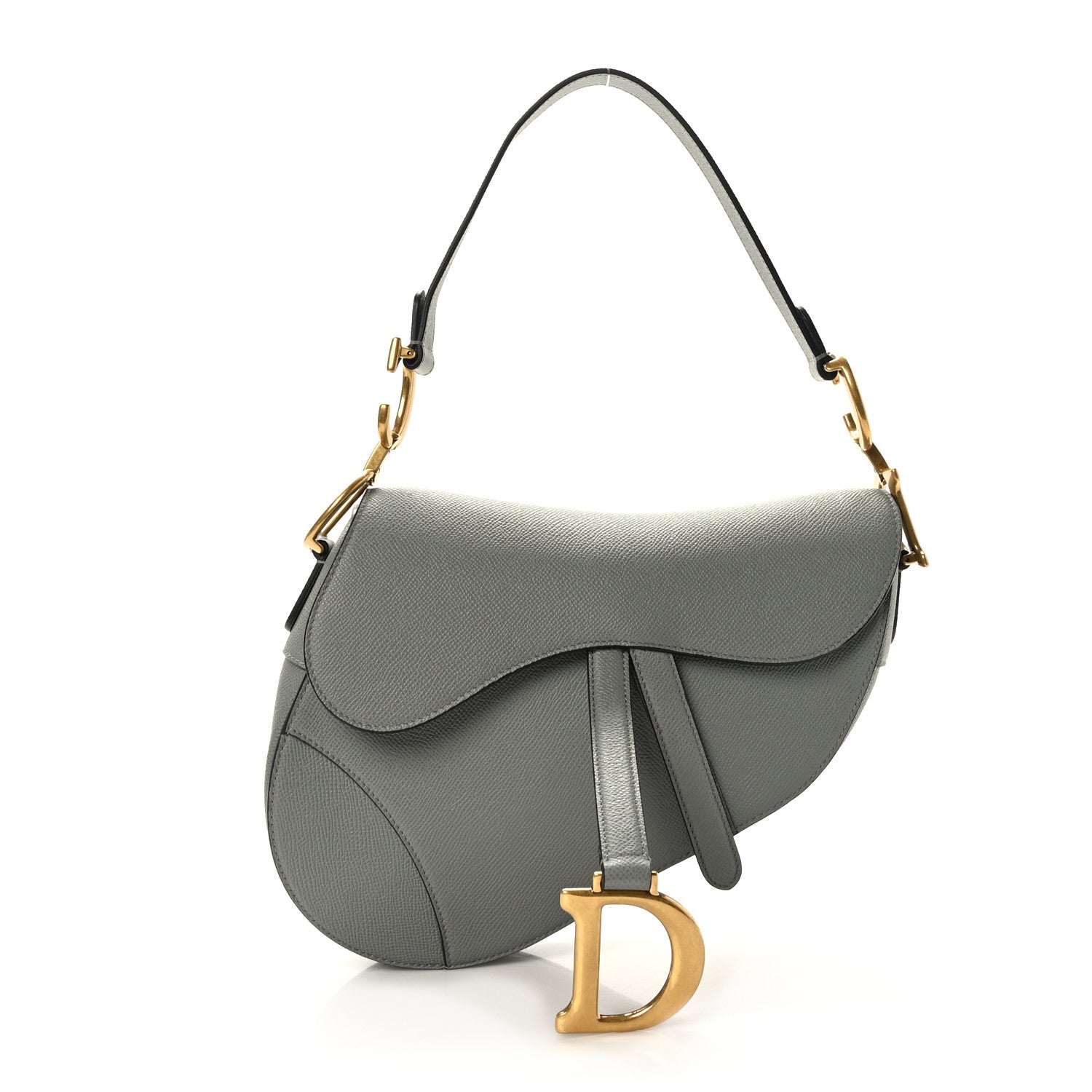 Christian Dior Grained Calfskin Saddle Bag Grey 1 of 9