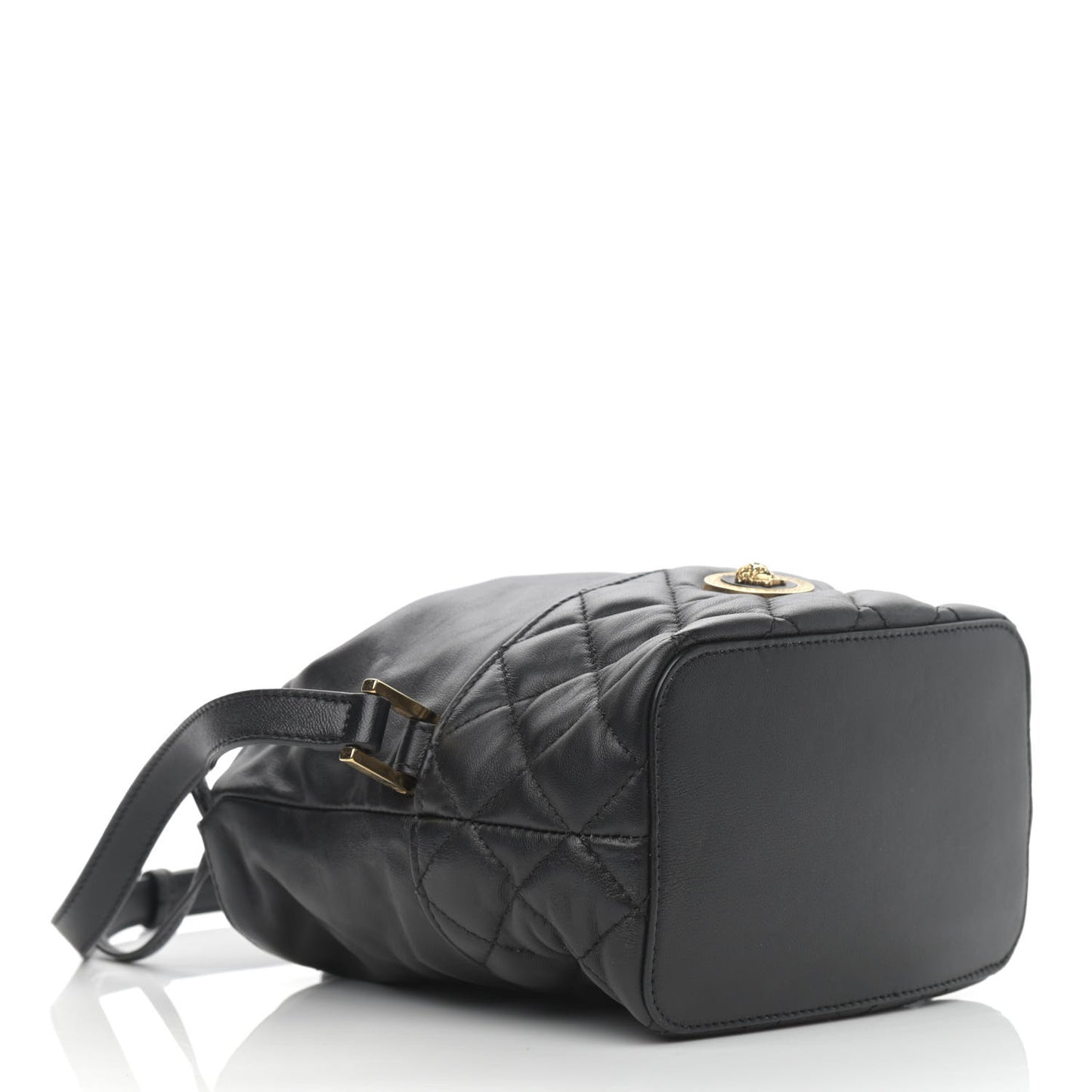 Nappa Quilted Medusa Bucket Bag Black