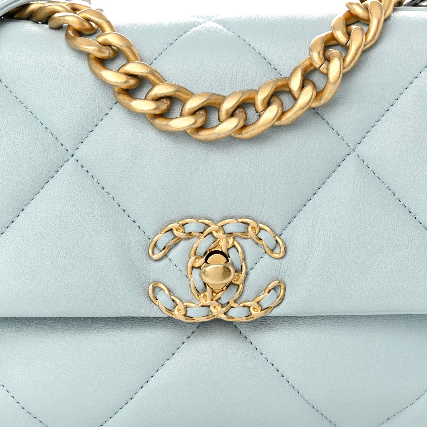 Chanel Lambskin Quilted Medium Chanel 19 Flap Light Blue 8 of 10