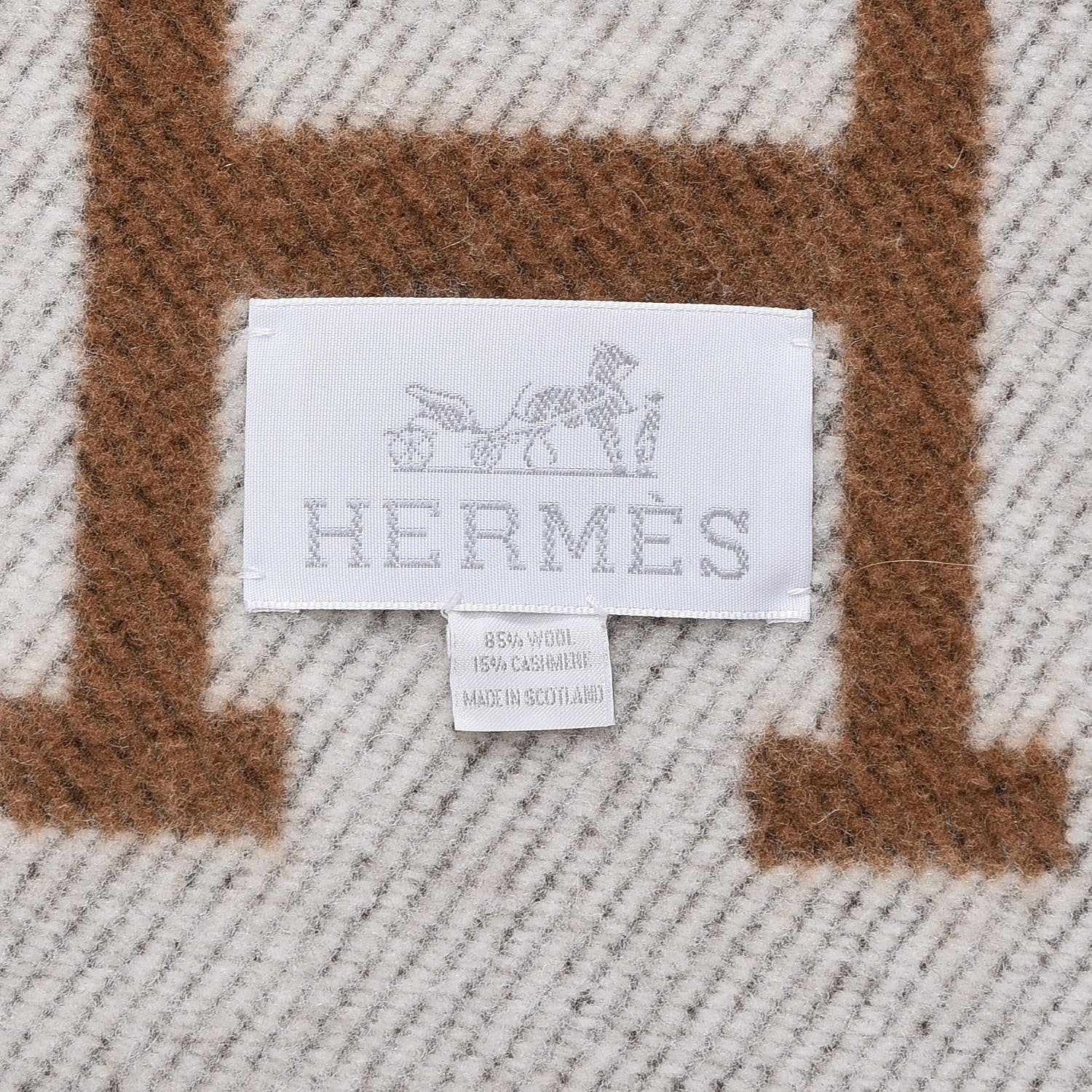 Hermes Wool Cashmere New Classic Avalon Blanket Ecru Camel 4 of 4