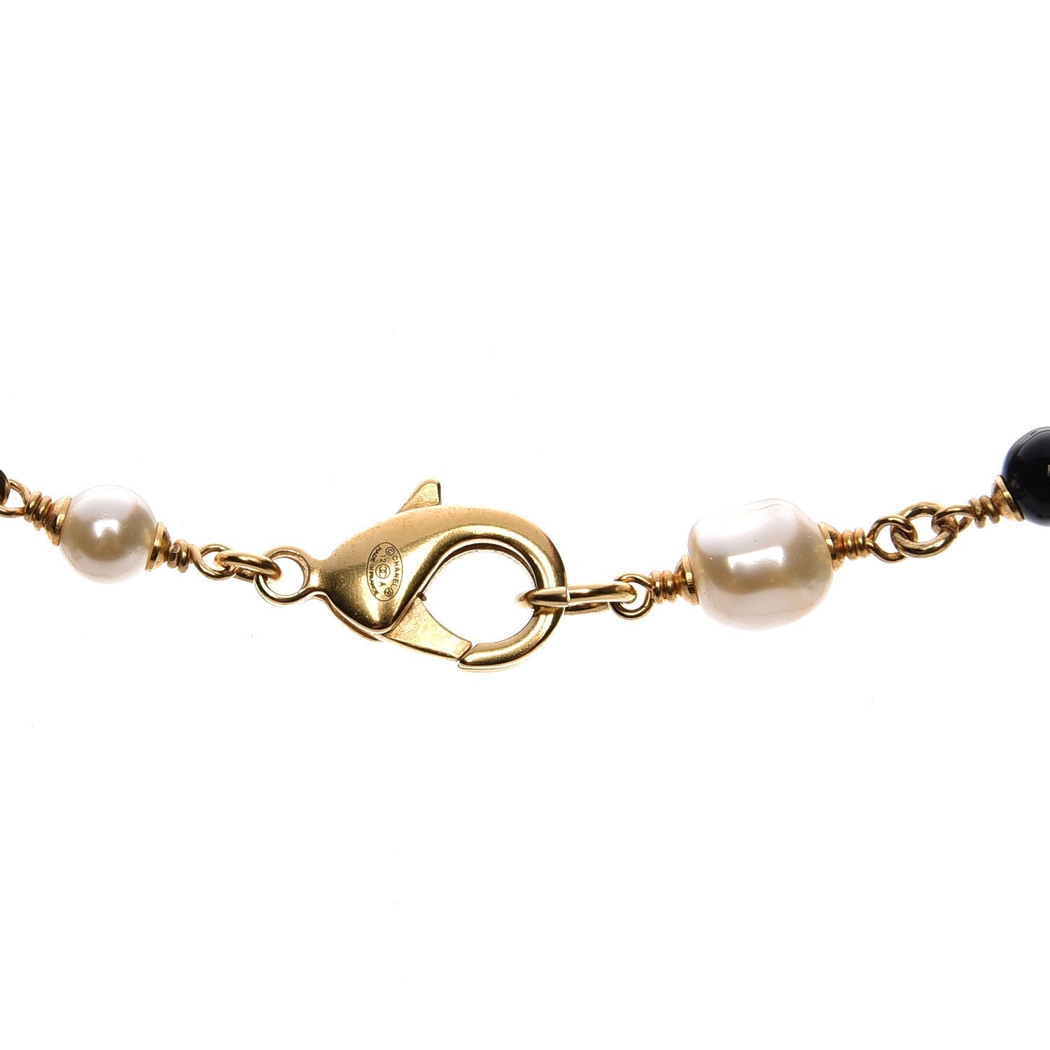 Chanel Pearl Bead CC Long Necklace Black Gold 4 of 5