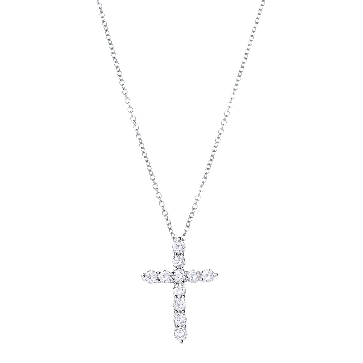 Platinum Diamond Small Cross Pendant Necklace