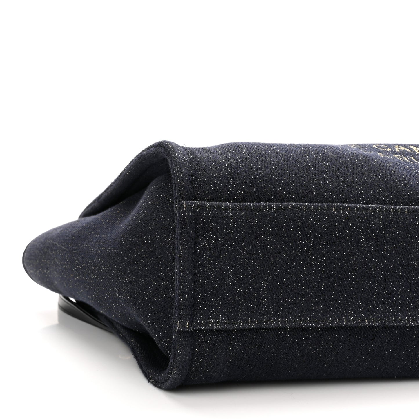 Lurex Canvas Small Deauville Tote Navy Blue Gold