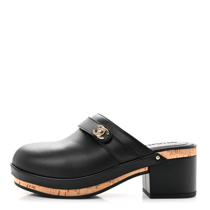 Chanel Calfskin CC Turn Lock Clogs 37 Black 1 of 9