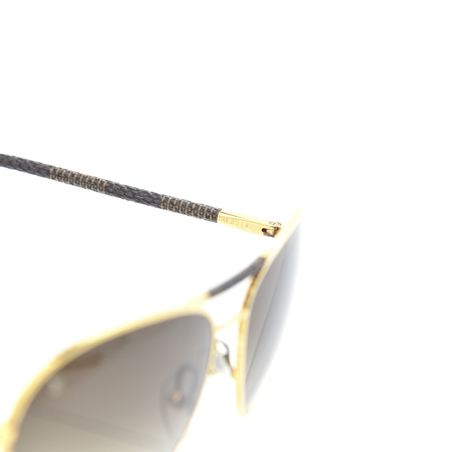 Louis Vuitton Damier Ebene Conspiration Pilote Aviator Sunglasses Z0202U Gold 5 of 6