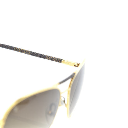 Louis Vuitton Damier Ebene Conspiration Pilote Aviator Sunglasses Z0202U Gold 5 of 6