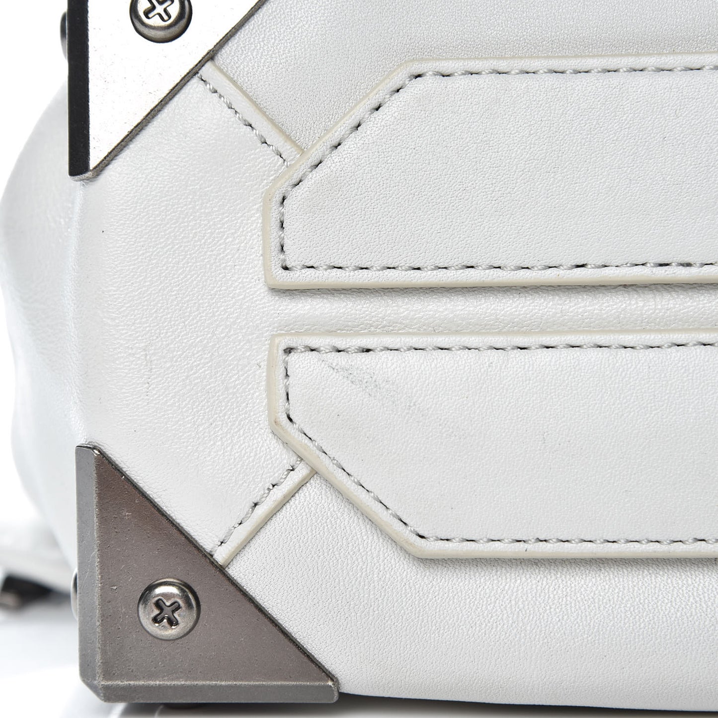 Pebbled Calfskin Prisma Skeletal Tote White