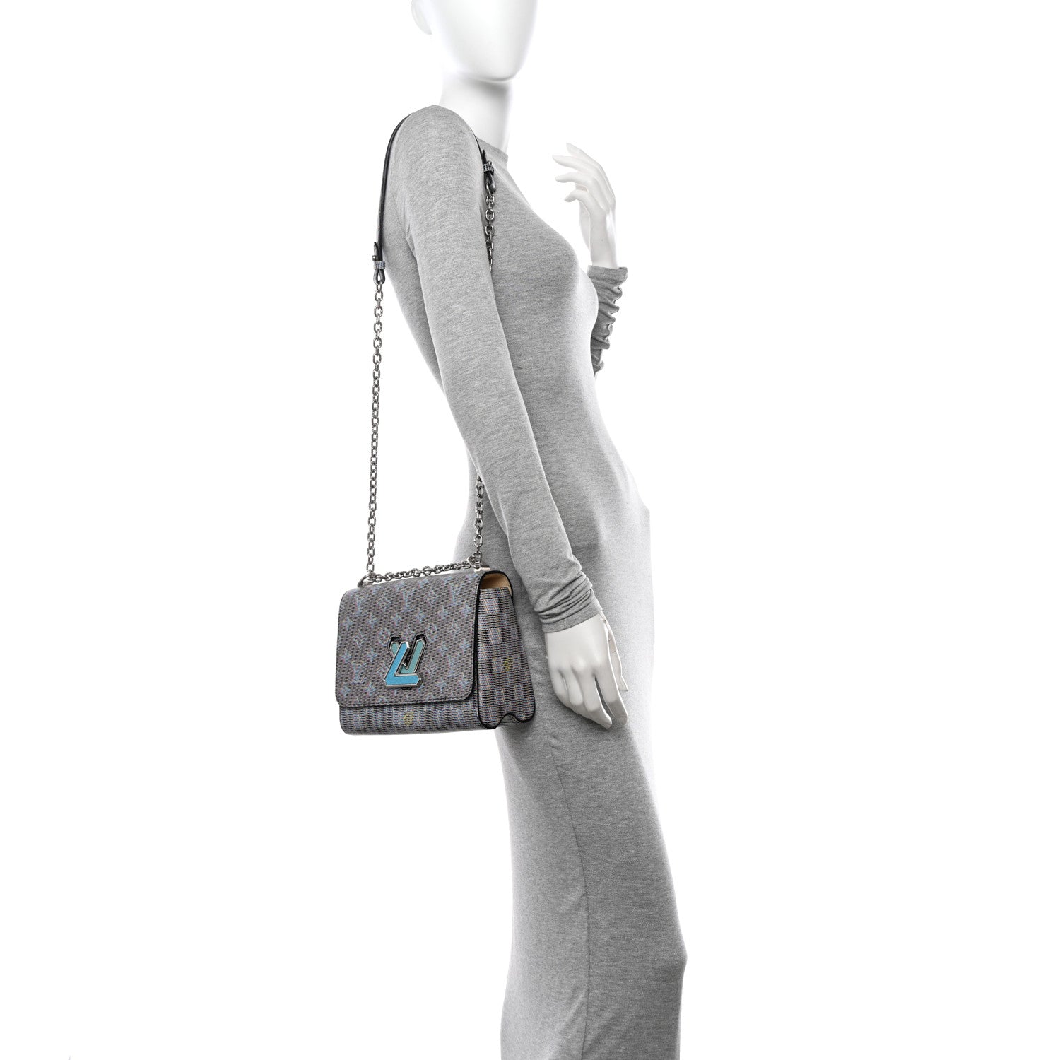 Louis Vuitton Calfskin Monogram LV Pop Twist Shoulder Bag MM Blue 2 of 13