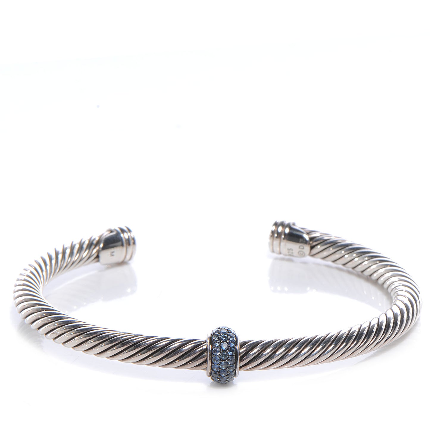 Sterling Silver Blue Sapphire 5mm Cable Classics Cuff Medium