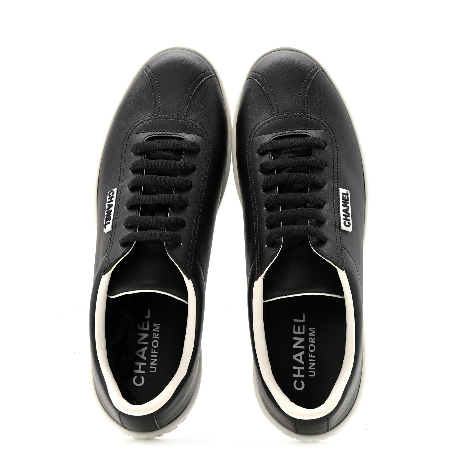 Chanel Calfskin CC Uniform Womens Sneakers 40 Black 2 of 12