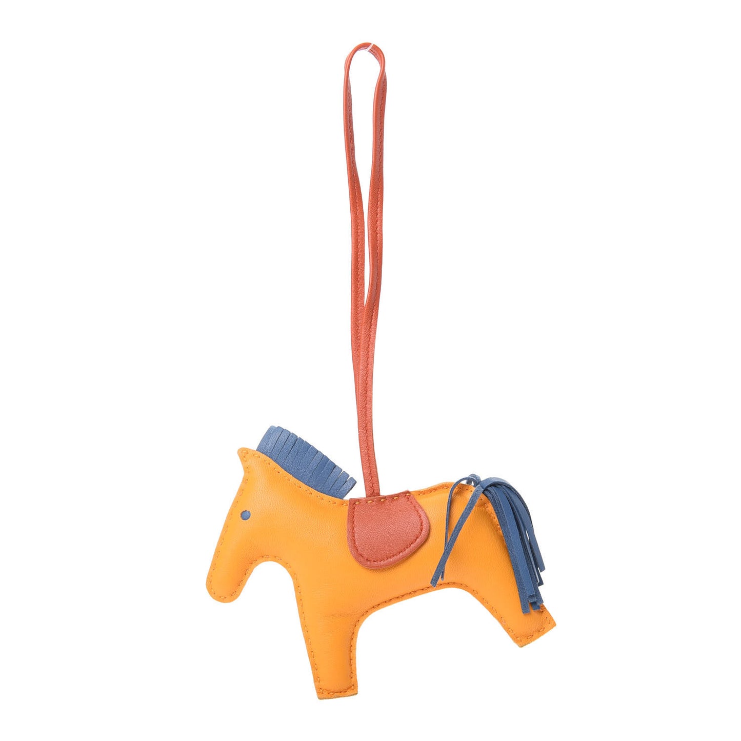 Milo Lambskin Grigri Rodeo Horse Bag Charm MM Jaune D'Or Bleu Agate Cornaline
