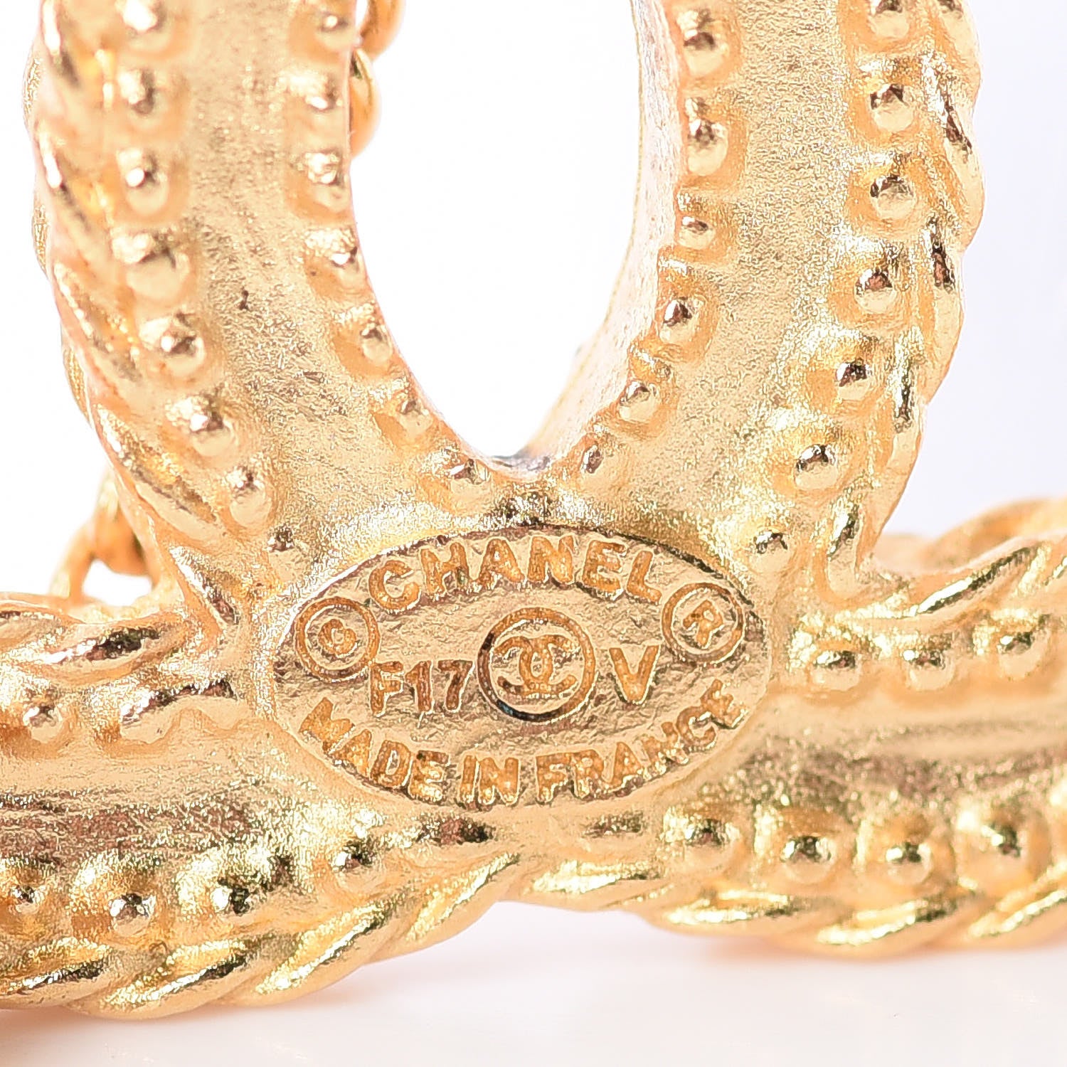 Chanel CC Drop Earrings Matte Gold 4 of 10
