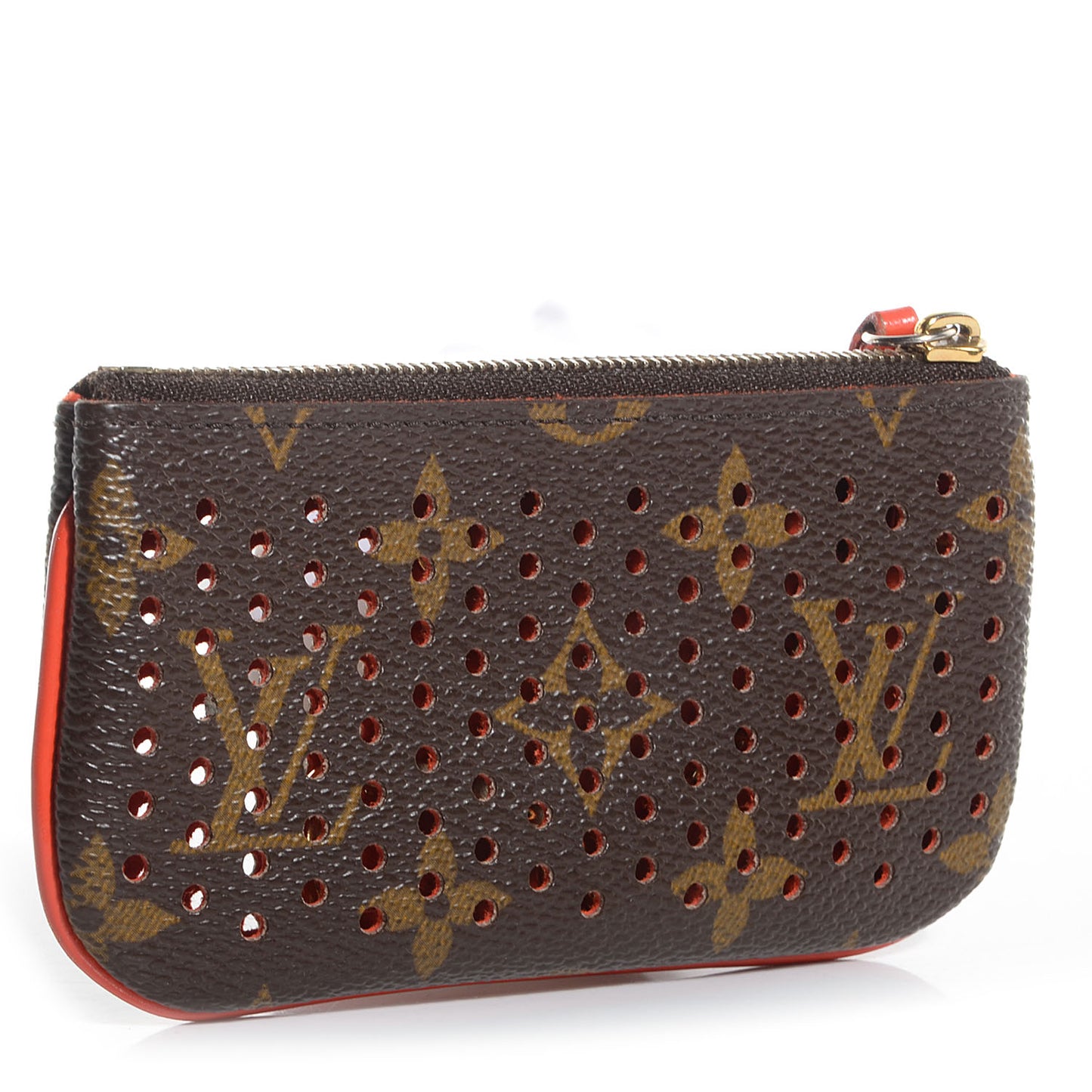 Monogram Perforated Key Pouch Orange