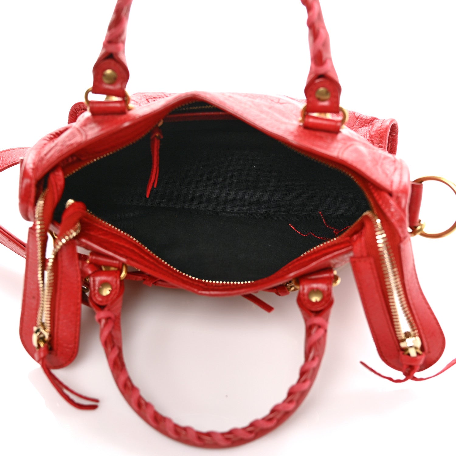 Balenciaga Agneau Gold Metallic Edge Hardware Mini City Rouge Rubis 5 of 10