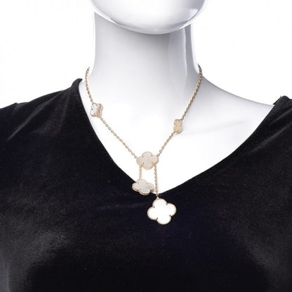Van Cleef & Arpels 18K Gold Mother of Pearl 6 Motifs Magic Alhambra Necklace 2 of 7