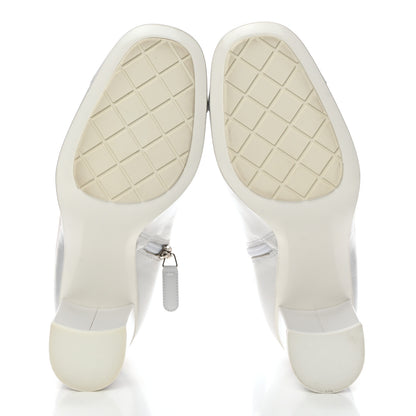 Chanel Crumpled Calfskin Cap Toe Chain Short Boots 40 White 5 of 8