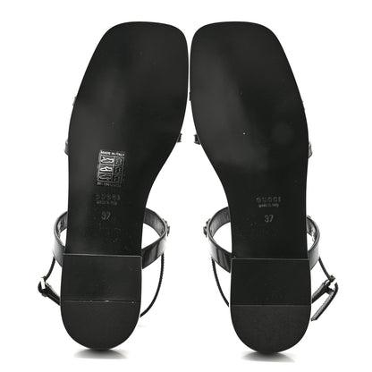 Gucci Calfskin Horsebit Divine Slingback Sandals 37 Black 5 of 8