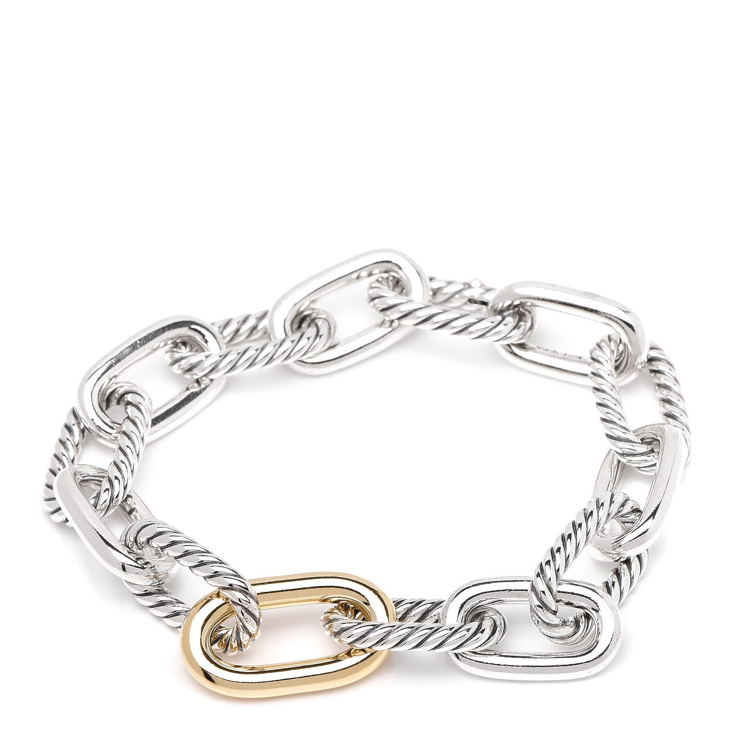 David Yurman Sterling Silver 18K Yellow Gold 11mm Madison Chain Bracelet 1 of 4