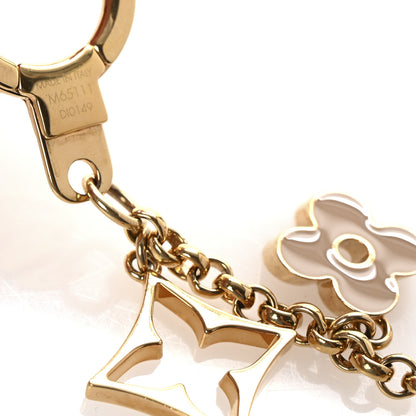 Louis Vuitton Brass Enamel Fleur De Monogram Bag Charm Chain Gold 4 of 4