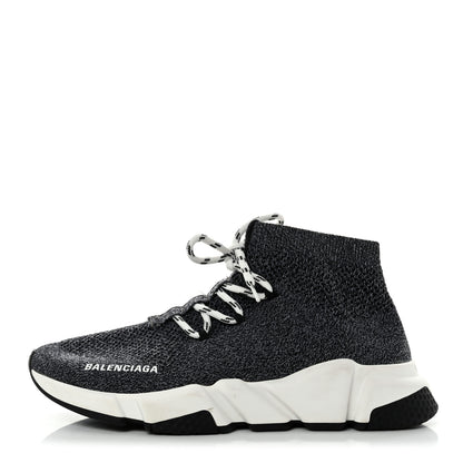 Balenciaga Chine Knit Bi-Color Sole Womens Speed Lace Up Sneakers 40 Black White 1 of 8