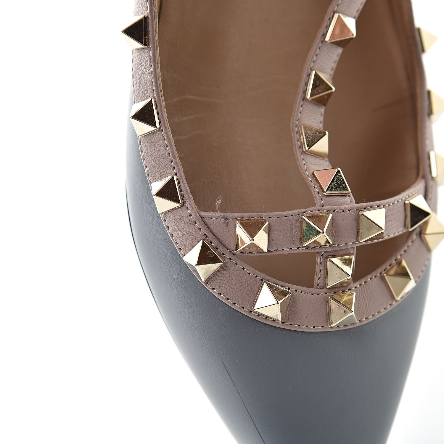 Valentino Garavani Nappa Rockstud Cage Ballerina Flats 39 Stone Poudre 10 of 10