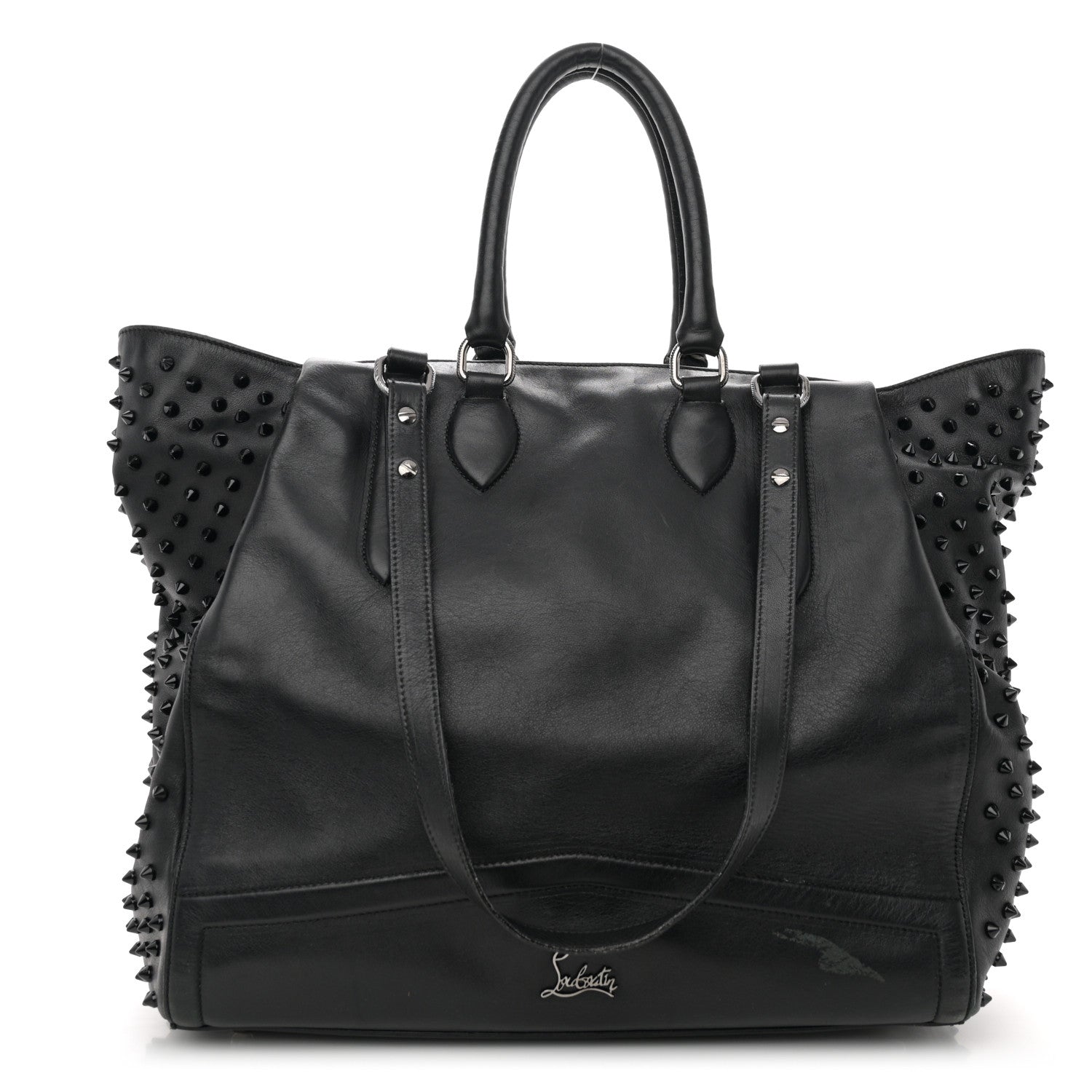 Christian Louboutin CHRISTIAN LOUBOUTIN Calfskin Justine Spikes Tote Black 1 of 16