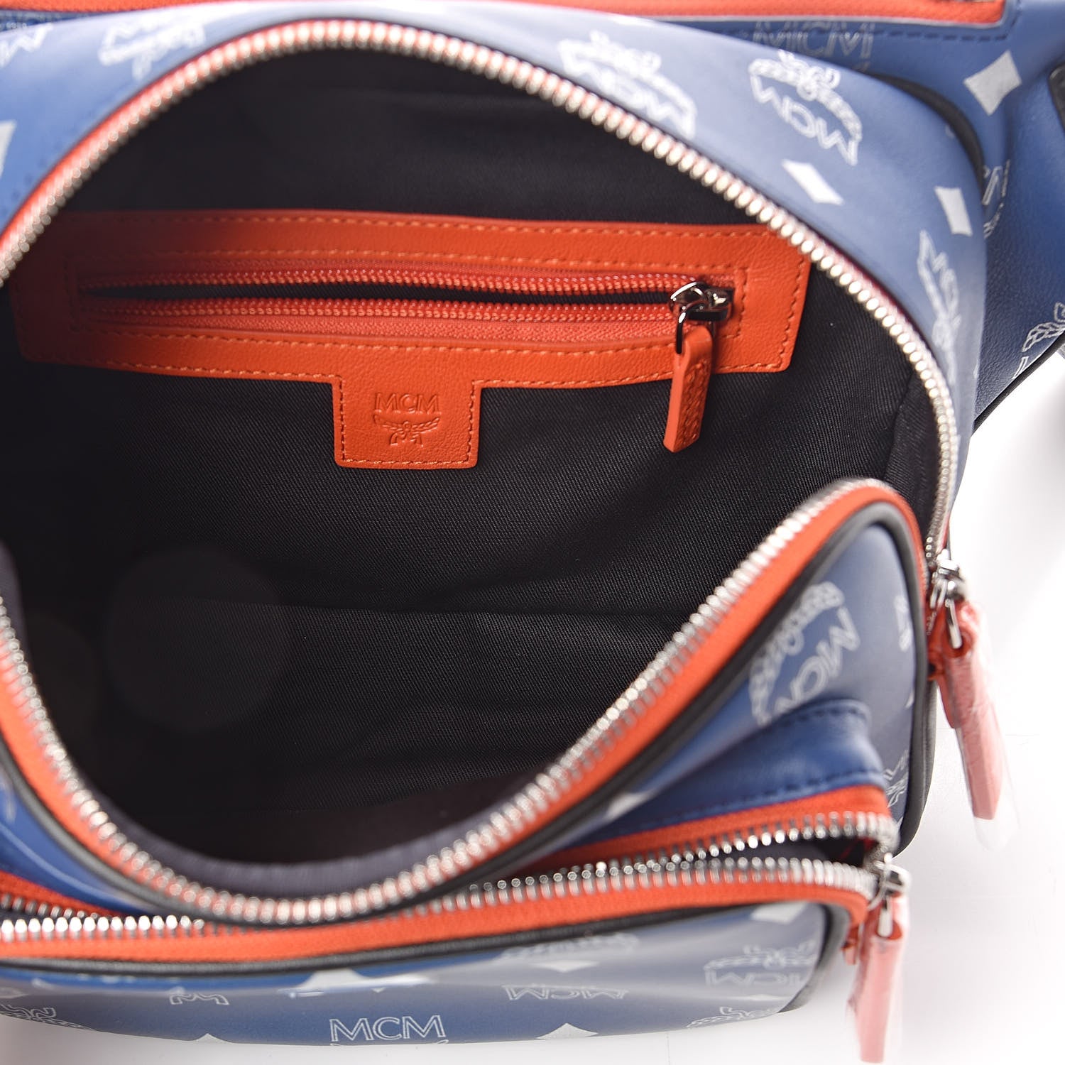 MCM Visetos Reflective Nylon Resnick Belt Bag Estate Blue 5 of 9