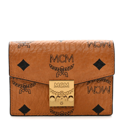 MCM Visetos Mini Accordion Card Wallet Cognac 1 of 8