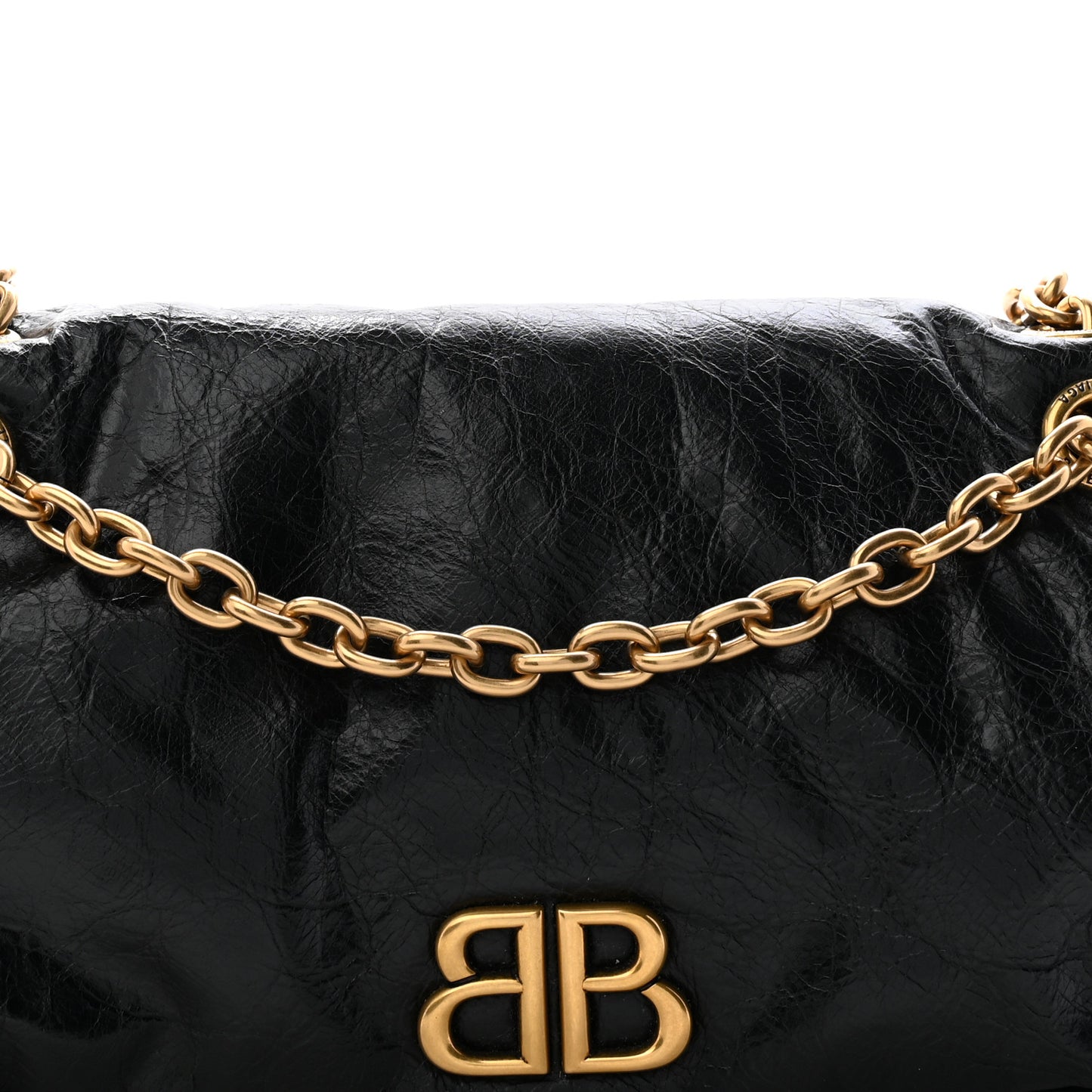 Arena Calfskin Small Monaco Chain Shoulder Bag Black