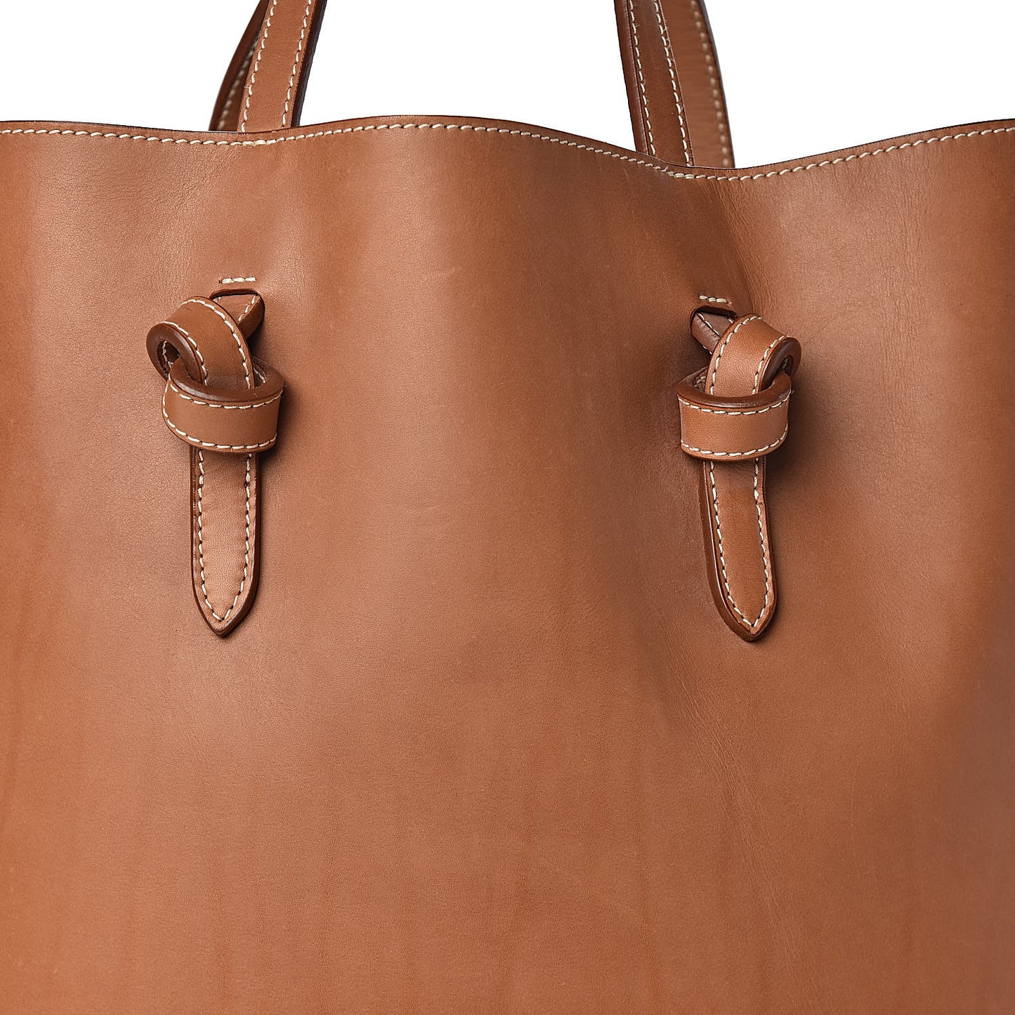Supple Calfskin Tie Knot Twisted Tote Tan