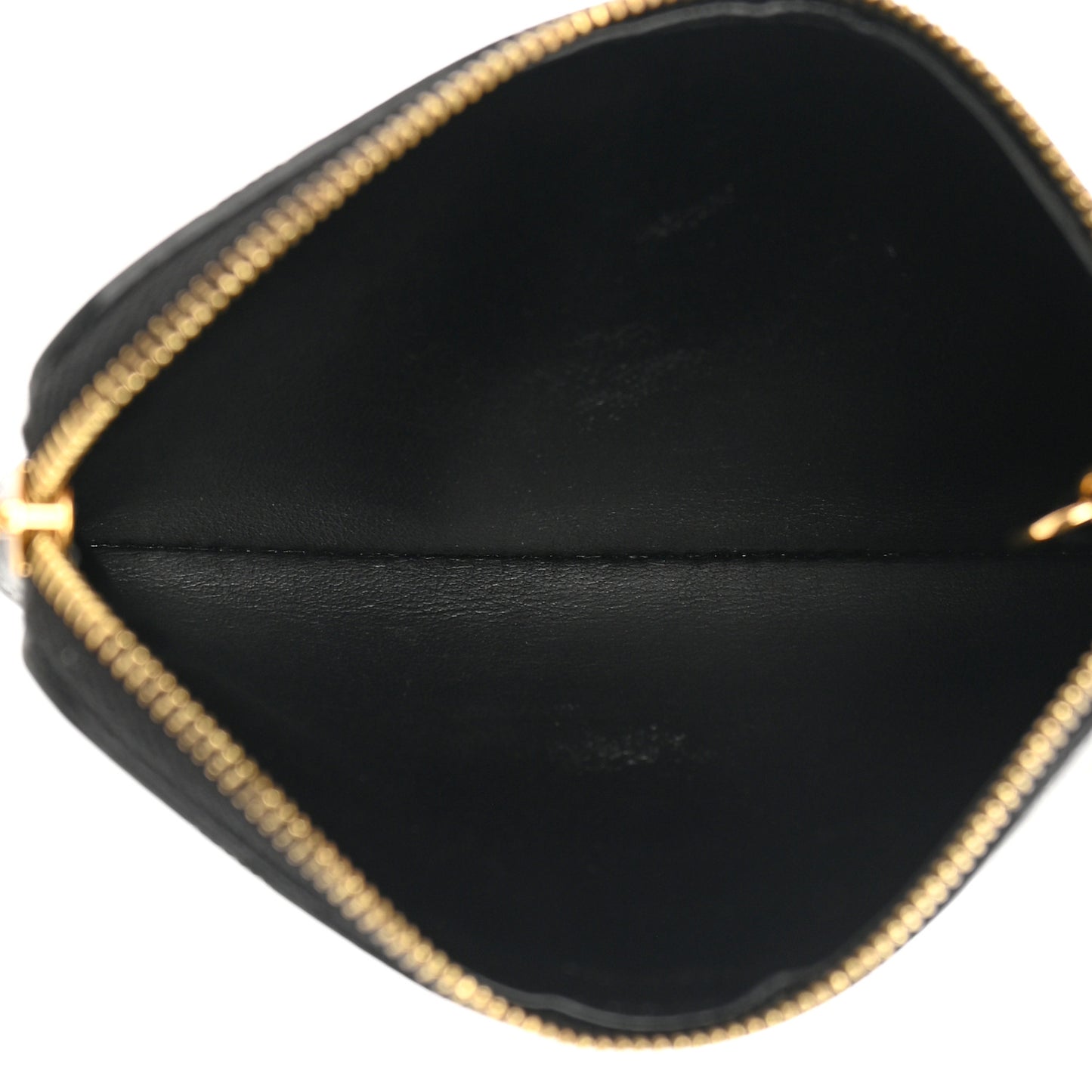 Smooth Calfskin Triomphe Embossed Coin and Card Pouch Black