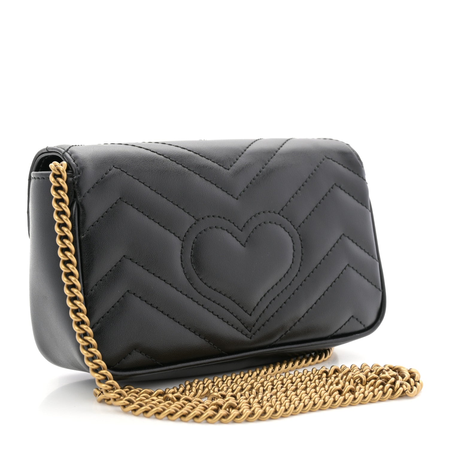 Gucci Calfskin Matelasse Super Mini GG Marmont Shoulder Bag Black 3 of 10