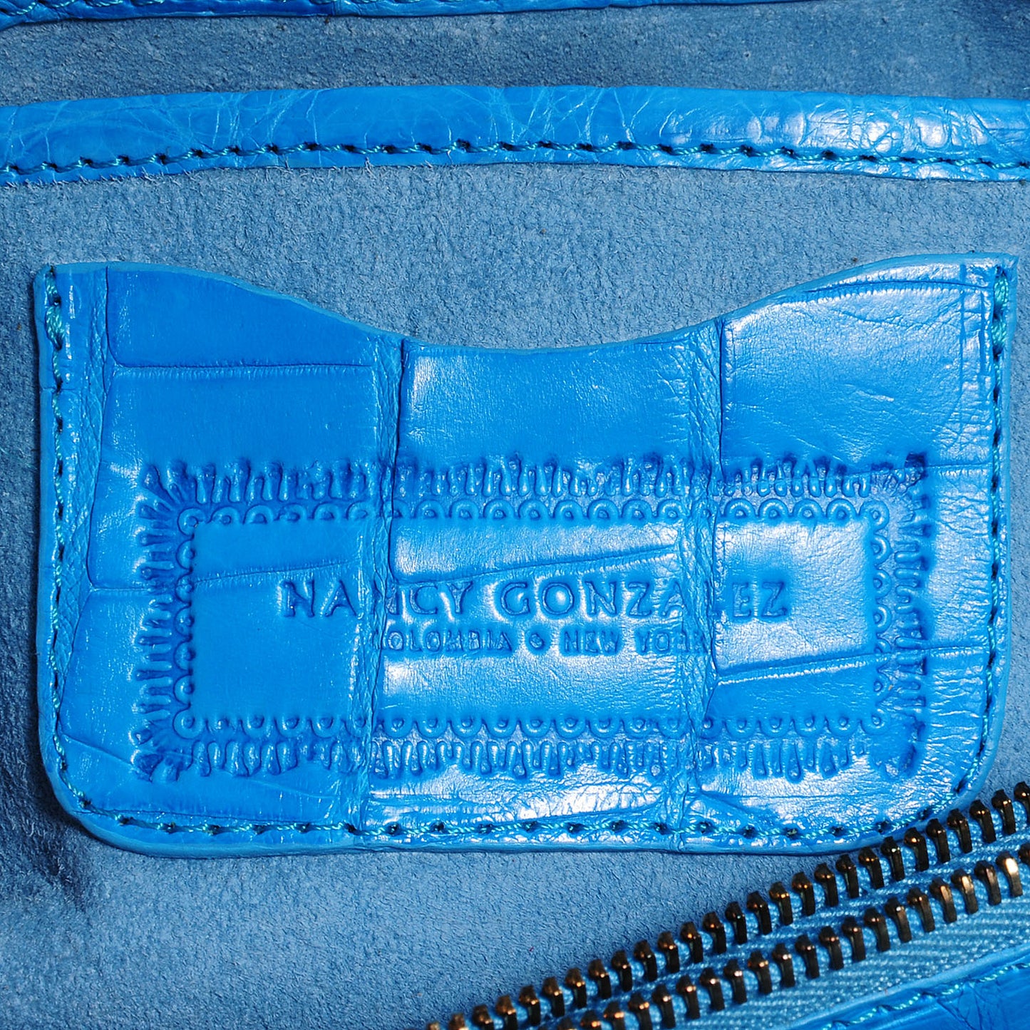 Crocodile Gotham Flap Clutch Ocean Blue