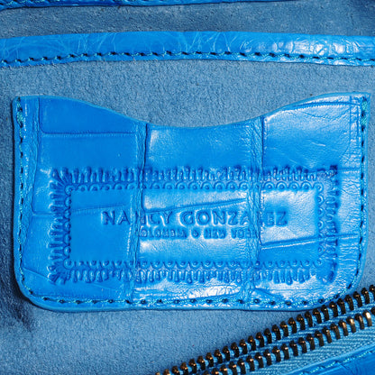 Nancy Gonzalez Crocodile Gotham Flap Clutch Ocean Blue 7 of 7