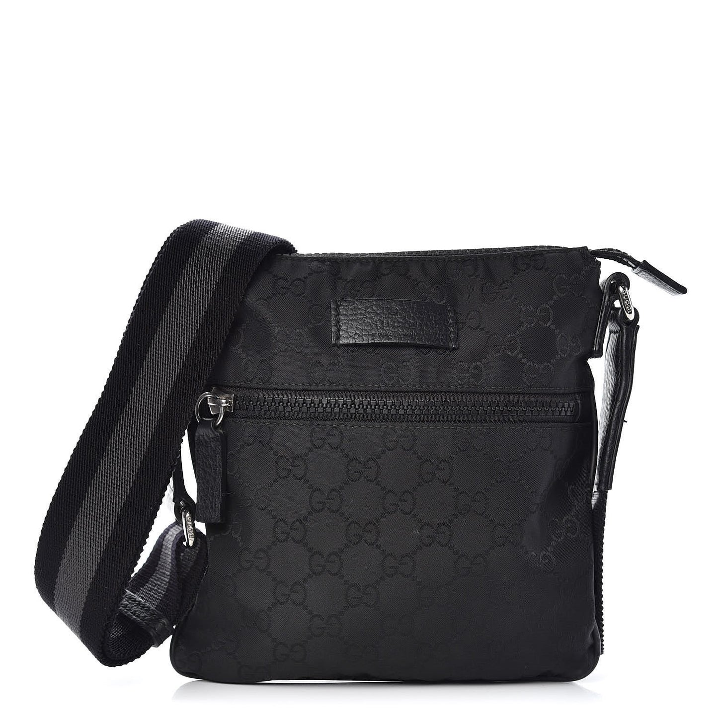 Nylon Monogram Mini Flat Messenger Bag Black