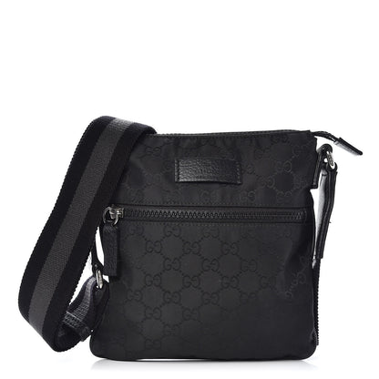 Gucci Nylon Monogram Mini Flat Messenger Bag Black 1 of 9