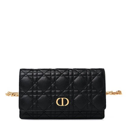 Christian Dior Supple Calfskin Cannage Caro Belt Pouch with Chain Black 1 of 10