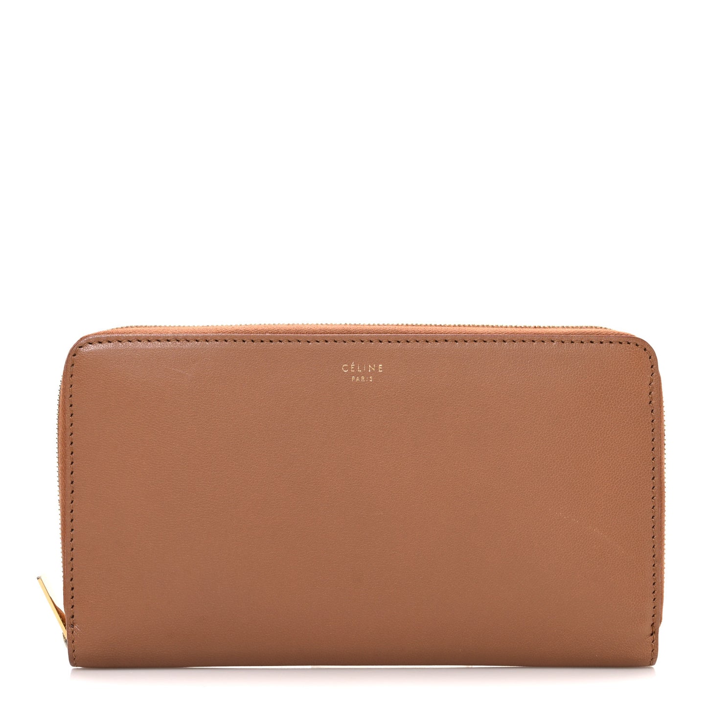 Calfskin Zip Around Multifunction Wallet Tan
