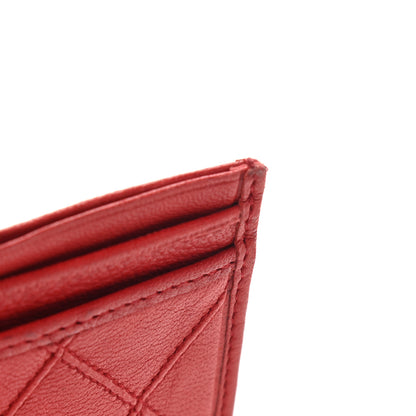 Chanel Lambskin Diamond Stitched Card Holder Red 9 of 9