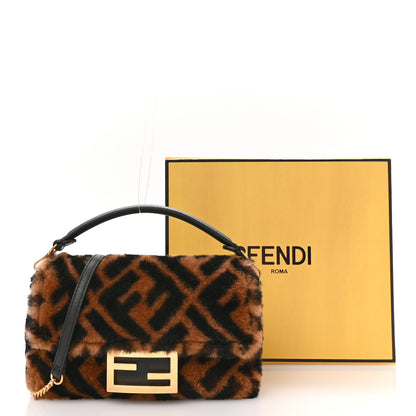 Fendi Shearling Vitello Dolce Macro FF 1974 Mini Tobacco Black 11 of 11