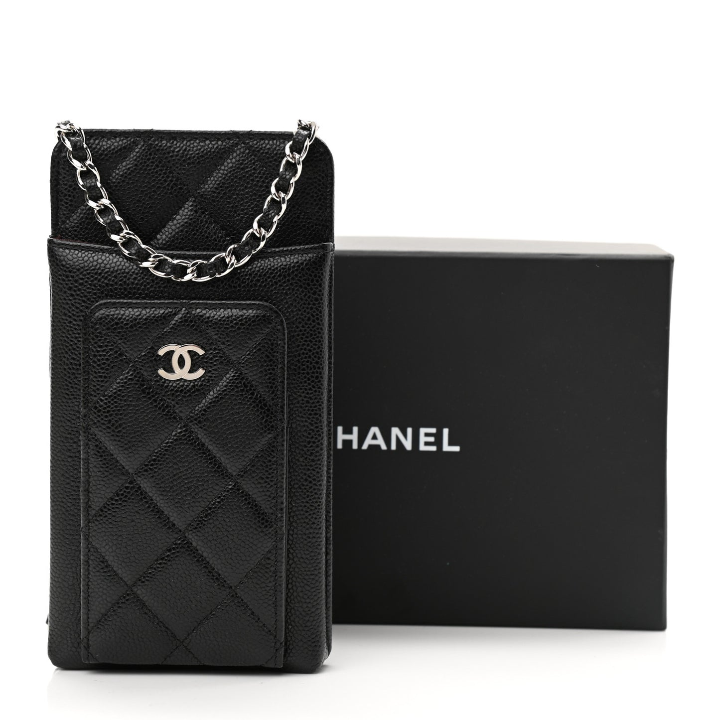Caviar Quilted CC Phone Holder Black