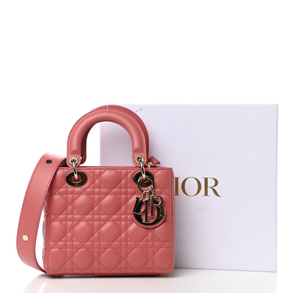 Christian Dior Lambskin Cannage Small Lucky Badges My Lady Dior Coral 10 of 10