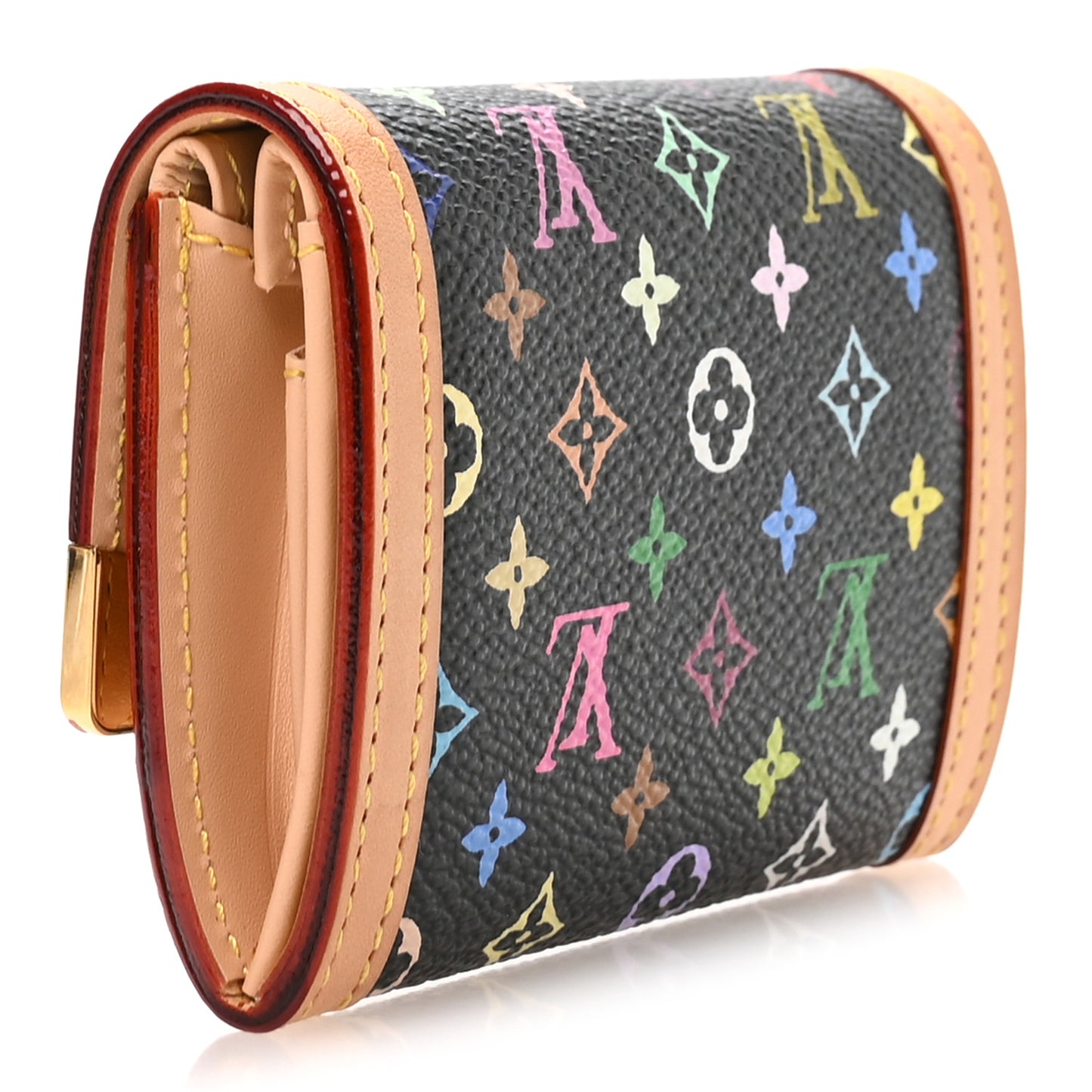 Monogram Multicolor Porte-Monnaie Plat Coin Purse Black