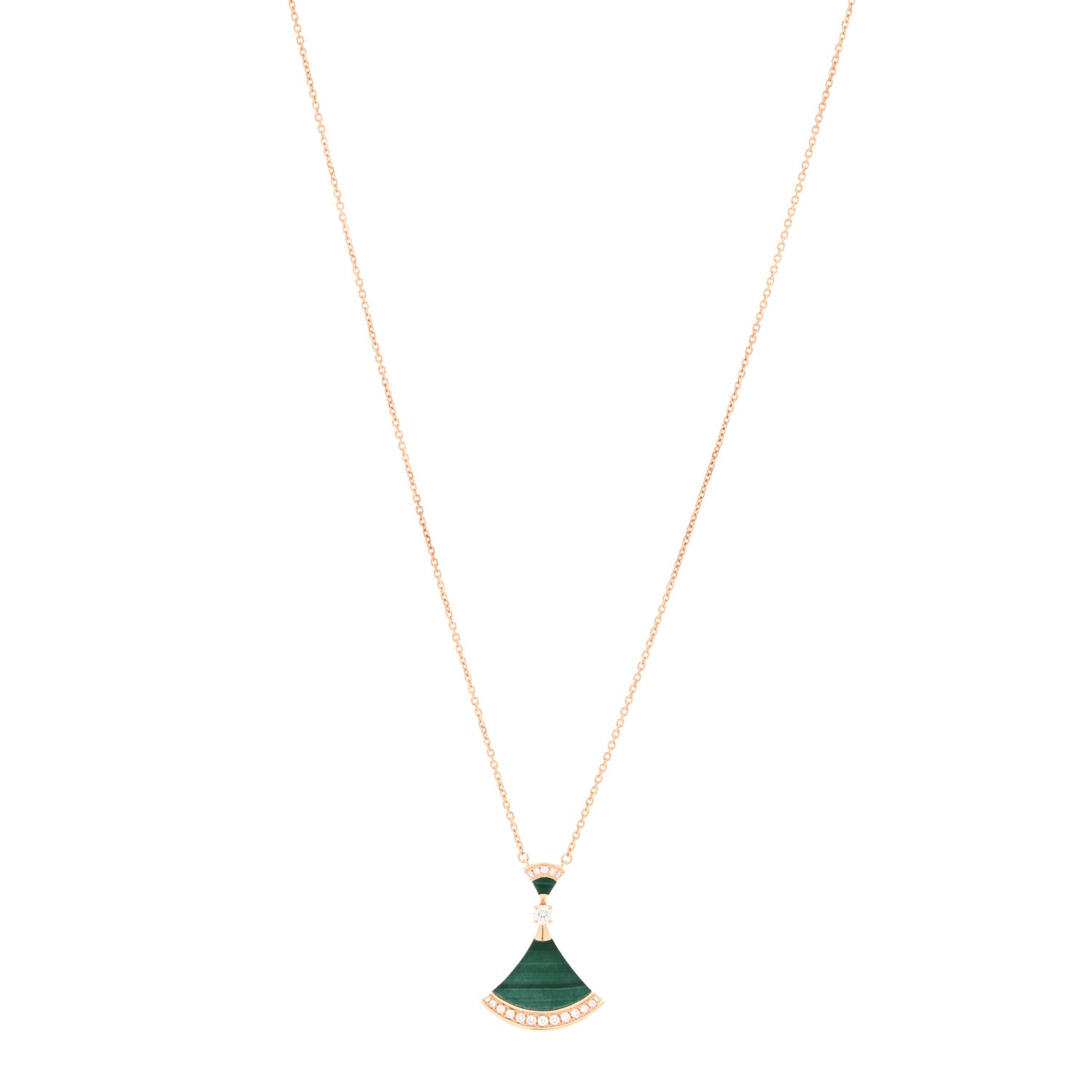 18K Rose Gold Diamond Malachite Divas' Dream Pendant Necklace
